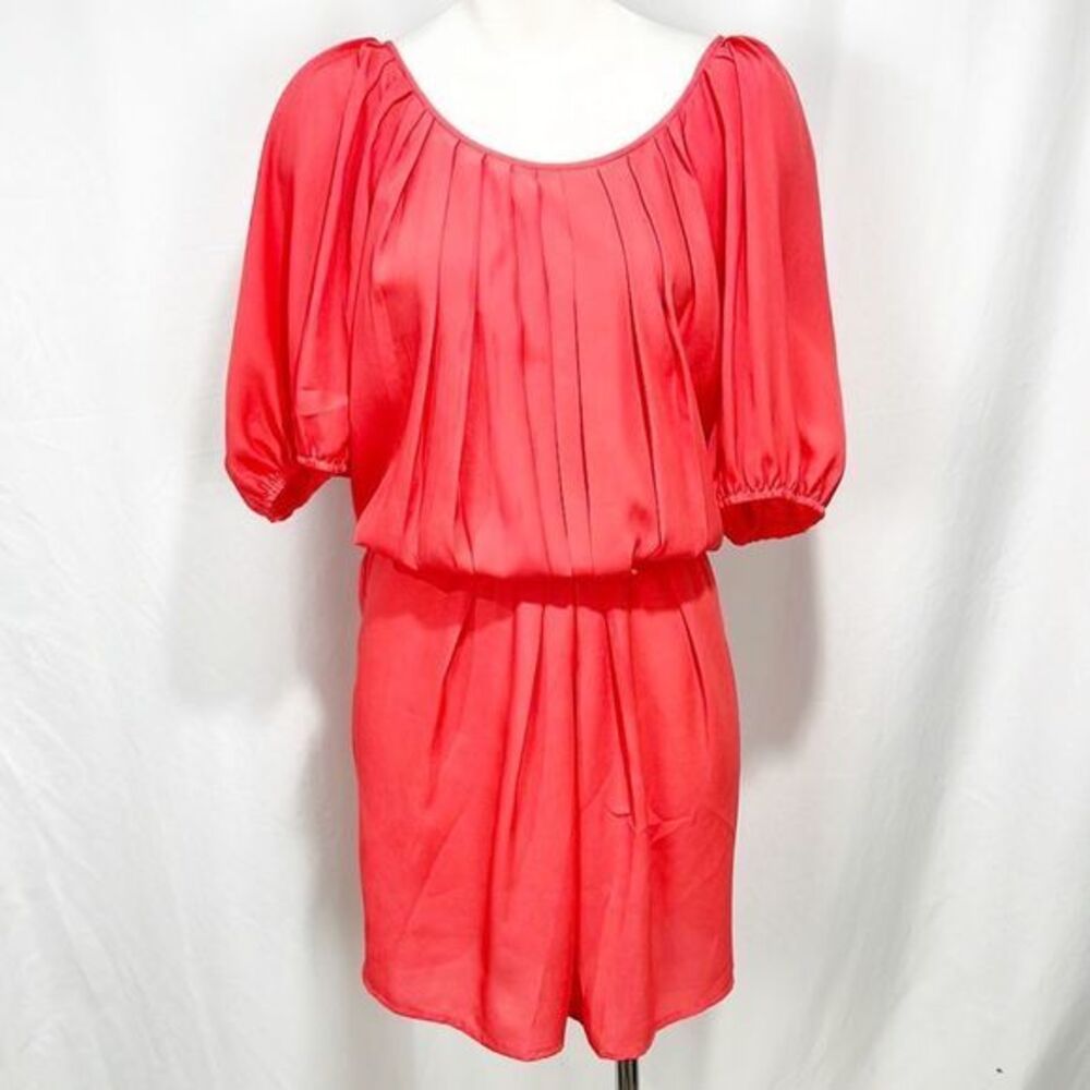 Suzi Chin for Maggie Boutique Coral Blouson Pleated Dress size 10